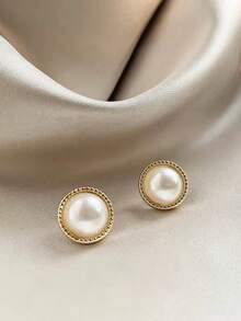 9 Pares/1 Par de Brincos de Botão Florais e de Lua Multiformas para Mulheres, Conjunto de Brincos da Série Branca com Esmalte Gotejado a Óleo, Joias Casuais para Uso Diário - Dourado - Visão 4