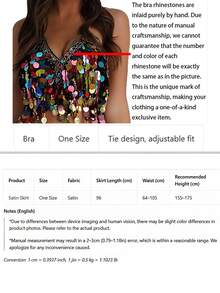 Belly Dance Coin-Embellished Halter Crop Top, Satin Full Circle Maxi Skirt For Stage Performance & Carnival - Multicolor - View 11