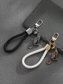 1pc Fashionable European & American Vintage Personalized Premium Leopard Animal Keychain Bag Charm, Suitable For Men's Car Key & Bag Decoration - Multicolor - View 1