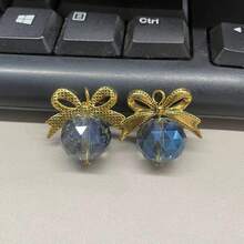16mm Glass Triangular Faceted Round Beads With Alloy Bowknot DIY Pendant Loose Beads Necklace Earring Accessories For Keychain Bag Phone Car Hanging Decor - 16mm Triangular Facet + Bow Pendant - View 28