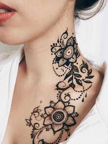 Black Henna Tattoo Cream Semi-Permanent Body Painting Ink For Wrist And Body, Long-Lasting Color Retention, Plant-Based Tattoo Ink - Black - View 6