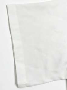 Women's Loose White Woven Fabric Drop Shoulder Short Sleeve Top, Perfect For Summer Bohemian Style. - White - View 5