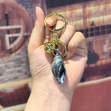 Ocean Gradient Seashell Keychain, Multi-Color Transparent Iridescent Resin Pendant With Gold Bell And Lobster Clasp, Women's Bag Charm, Car Key Decoration, Summer Beach Theme Gift, Sold Individually - Multicolor - View 6