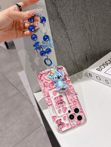 Disney Has Authorized, Phone Case - Chain Set, The Stitch Lilo & Stitch 3D Phone Case Plus A Silicone 3D Stitch Bracelet With Metallic Ring Removable Bracelet, Stitch And Angel Pattern, Compatible With Iphone17/16/15/14/13/12/32/XS/XR/X Plus Pro Max, A Stylish Cartoon Phone Case, The Perfect Gift Choice, Phone Protection, Durable Phone Cover, Great Gift For Friends And Family. - 白色 - 查看 5