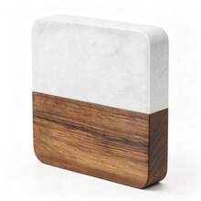 Heat Resistant Non-Slip Marble Acacia Wood Spliced Coasters, Round Square Hexagon Shapes Elegant Table Protector Pad For Hot Mugs Cookware, Compact Decor Accessory Suitable For Home Kitchen Dining Table Daily Household Dining Scenes - Multicolor - View 15