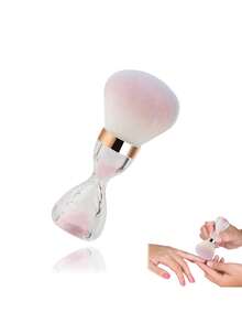 Nail Dust Cleaning Brush With Built-In Powder Holder, Soft Bristle Nail Brush For Acrylic And Gel Nails, Stylish Transparent Handle Manicure Brush, Portable Nail Art Tool For Salon And Home Use - 彩色 - 查看 3