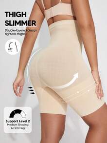 Women's High Waist Shaping Shorts, Tummy Control, Thigh Sculpting Summer - Apricot - View 3