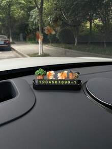 1pc Car Temporary Parking Number Plate, Little Squirrel Move Car Phone Plate, Car Doll Move Car Card Decoration Creative Ornament, Car Temporary Parking Plate, Car Portable Hidden Phone Number Plate, Car Temporary Parking Plate, Hidden ABS Plastic Parking Plate Temporary Parking Move Car Plate, Car Parking Plate Holiday Small Gift - A - View 8