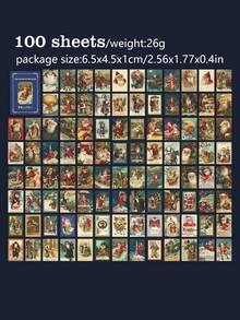 100 Sheets/Book Christmas Planner Base Material Mini Book, 8 Styles Available, Christmas New Year Scene DIY Planner Scrapbook Material Paper, Aesthetic Collage Card Material - Christmas Journal Materials - View 14