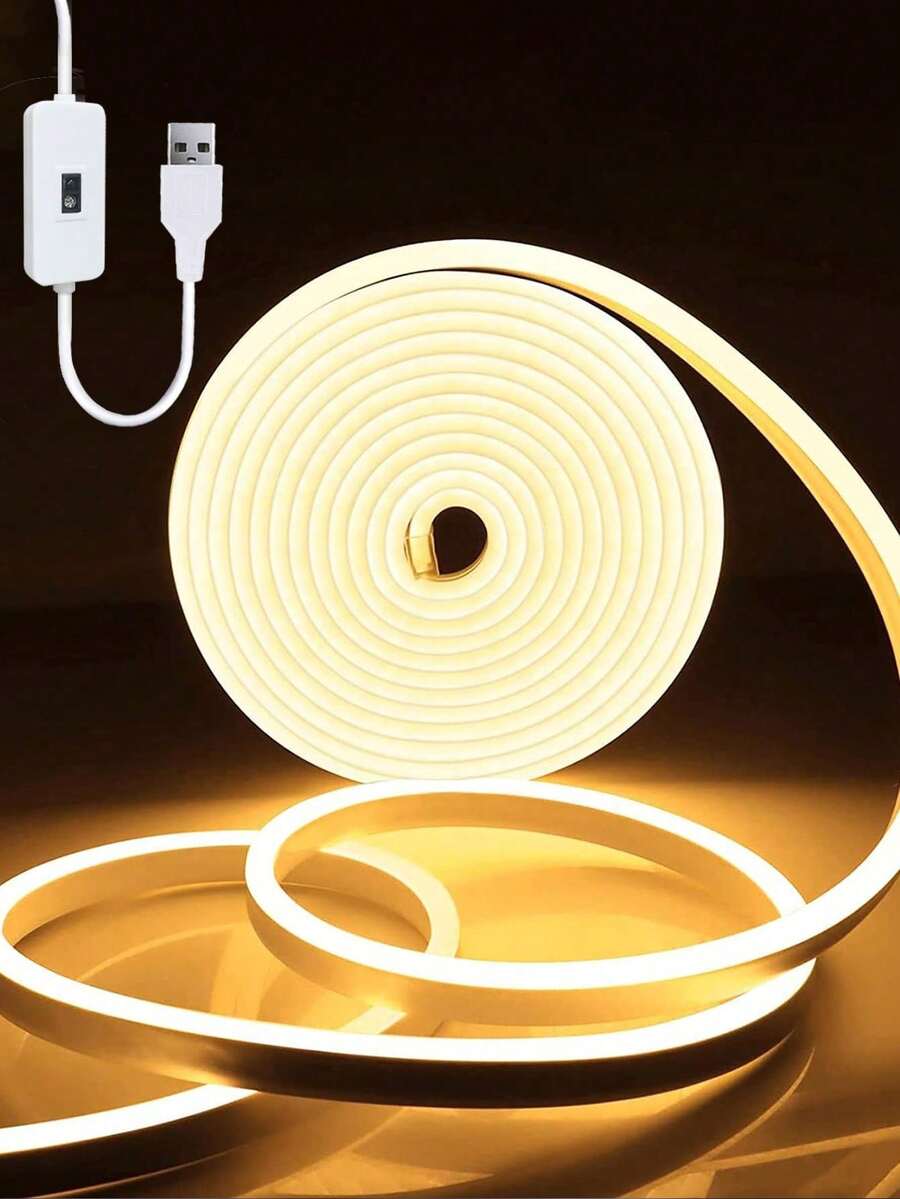 1m/2m/3米/4m/5m LED 手掃感應霓虹裝飾燈條,USB 柔性可調光氛圍燈條,直播補光燈,化妝鏡浴室鏡前補光燈條 - 手掃感應款 - 查看 1