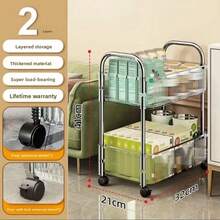 1pc Transparent Movable Cosmetic Storage Cart, Large Capacity Multi-Functional Bathroom Supplies Display Rack, Bathroom Accessories Outdoor Decor - Multicolor - View 9