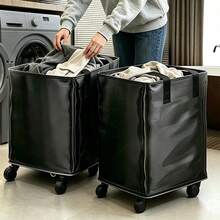 1pc Rolling Laundry Basket, Minimalist PE Material, Large Capacity Storage Bin, Outdoor Travel Basket, Shopping Basket, Wear-Resistant Scratch-Resistant Storage Basket, Moving Packing Organizer Basket, Suitable For Shopping, Suitable For Dirty Clothes Storage, Suitable For Home Clothes And Pants Storage - Multicolor - View 1