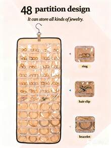 1pc, Double-Sided Jewelry Storage Bag, Wall-Mounted Jewelry Storage Bag, Jewelry Storage Hanging Bag, Made Of Transparent PVC Material, Jewelry Clearly Visible, Convenient And Fast To Find Desired Accessories, Saves Searching Time; Hanging Design, Saves Space, Equipped With Hooks, Can Be Hung On Wardrobe, Behind Door Or On Wall, No Need To Occupy Desk Or Drawer Space, Especially Suitable For Customers With Limited Living Space; Suitable For Fashion Enthusiasts With Large Quantities Of Jewelry, Having Many Necklaces, Earrings And Other Accessories, Suitable As A Gift For Friends Or Family; Jewelry Storage Bag - Multicolor - View 7
