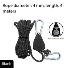 Outdoor Adjustable Reflective Guyline With Pulley, Aluminum Alloy Carabiner Adjustable Tent Guy Rope, Durable Camping Tarp Tension Line - Multicolor - View 6