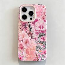 Las fundas para teléfono con diseño de dragón rosa y flores de cerezo son compatibles con , Apple, VIVO, OPPO, , Transsion, ,  y Honor. Fabricadas en silicona TPU, ofrecen protección contra golpes y caídas. - Rosa - Ver 5