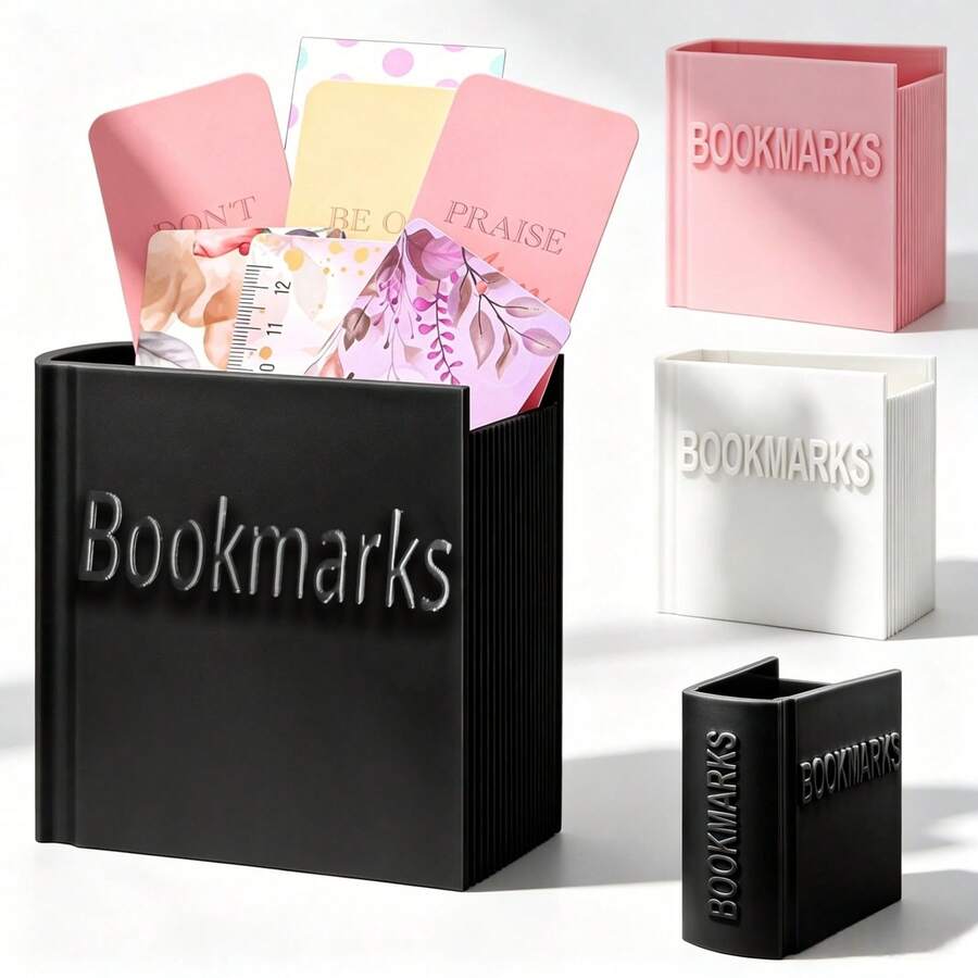 3D Printed Book-Shaped Bookmark Storage Display Rack, Cute Artistic Book Lover Desktop Organizer, Creative Bookworm Gift, Teacher's Day Graduation Season Christmas Birthday Souvenir, Study Office Desk Aesthetic Decor - View 1