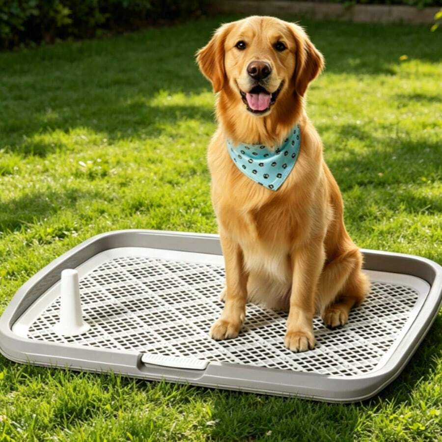Large Size Dog Potty Tray With Removable Pee Post, Grid Mesh Anti-Leak Indoor Puppy Training Toilet, Anti-Splash Pet Pee Pad Holder For Medium Large Dogs House Training - View 1