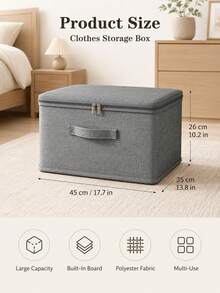 Extra-Large Stackable Fabric Storage Box With Lid, Versatile Space-Saving Organizer For Closets, Bedrooms, Kitchens, Durable Storage Bin Ideal For Books, Clothing, Bedding, Toys, Linens And Household - Multicolor - View 11