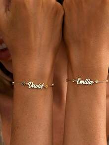 Customized Name Birthstone Bracelet, Minimalist Name Letter Bracelet, Family Birthstone Bracelet - Multicolor - View 8