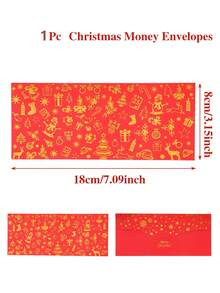 24/12/1pc Christmas Red Envelope, Gold Foil Design Christmas Cash Envelope, Merry Christmas Decoration, Christmas Party Supplies, Home Christmas Decor, Christmas Gift, Winter Decoration, Christmas Decor, Christmas Decoration, Christmas Decoration - Red - View 13