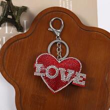 1pc Sweetheart Zinc Alloy Keychain, Full Rhinestone Design, Durable Clip, Daily Keys And Bag Decoration - Multicolor - View 3