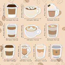 12pcs/6pcs Random Pattern Coffee Theme Party Gift Ballpoint Pen Set, Includes 120 Coffee Sticky Notes, Coffee Lover Party Decoration Supplies, Black Ink Suitable For School Office Birthday Supplies Aesthetic Accessories - Coffee - View 2