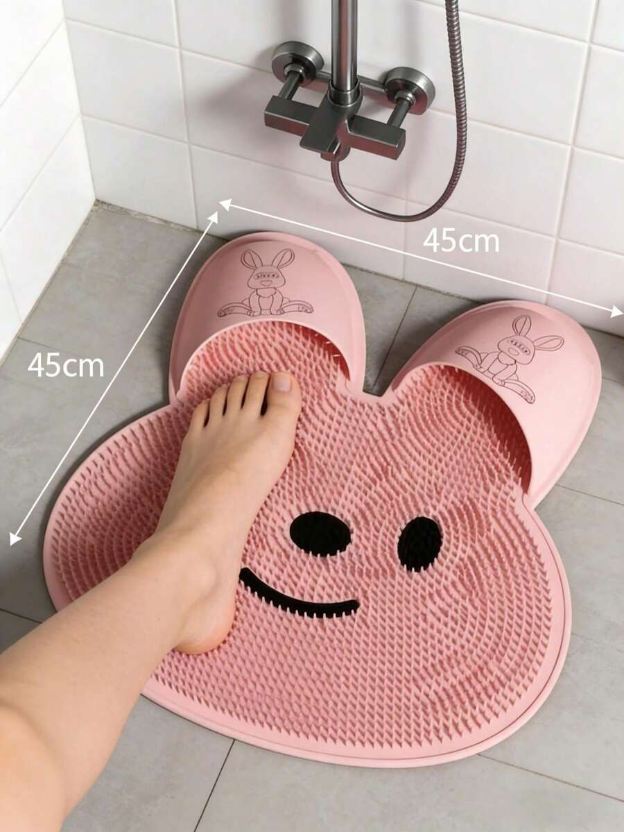 1pc Bear Foot Scrubbing Massage Mat, Bathroom Bath Foot Scrubber Mat, Stress Relief Foot Massage Brush