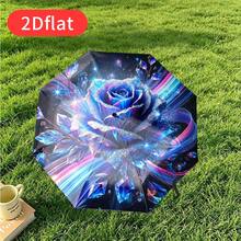 1 pezzo Ombrello pieghevole con rosa blu - Design con cristalli scintillanti e effetto luce abbagliante, adatto come regalo per le vacanze, regalo di compleanno, scelta alla moda per aggiungere un'atmosfera elegante - Multicolore - Visualizzare 3