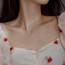 Collar en forma de corazón con cadena para clavícula - Oro rosa - Ver 5