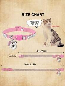 1pc Customized Rhinestone Cat Collar, Breakaway Buckle Pet Accessory Suitable For Girl/Boy Cats Or Small Dogs, Cute Soft Plush Material Pet Supplies, Can Customize Pet Name, Contact Info, Address For Anti-Lost Pet ID Tag - Multicolor - View 10