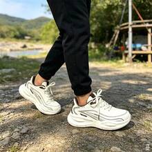 New Fashion Sports Shoes For Men - Round Toe Lace-Up Design, Thickened Durable Sole - Suitable For Daily Wear And Outdoor Activities, Road Running Shoes - Beige - View 6