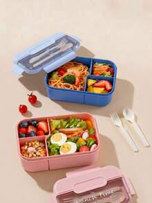 1pc Lunch Box With Utensils, Low-Calorie Meal Box, Salad Bowl, Salad Container, Bento Box, Food Divider Storage, Microwave , Dishwasher , Suitable For Outdoor, Office, School, Portable Leak-Proof Fresh-Keeping Box With Lid And Spoon, Low-Calorie Picnic Box - View 7