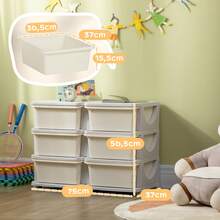 HOMCOM Armazenamento de brinquedos - Creme - Ver 7