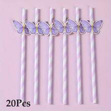 1/10pcs Butterfly Wing Paper Straws, Multi-Occasion Party Supplies, Suitable For Wedding, Bridal Shower, Birthday, Event And Celebration Decoration Drinking Straws - Butterfly - View 15