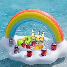 Portable Rainbow Cloud Inflatable Beverage Cup Holder With Ice Bucket, 5-Slot Design, PVC Material, Suitable For Pool, Beach Party, Outdoor Leisure And Other Water Activities - Multicolor - View 5