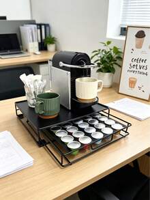 Coffee Pod Storage Drawer, Metal Coffee Machine Stand Organizer, Coffee Capsule Storage Rack, Capsule Coffee Holder Rack, Sturdy, Scratch-Resistant Waterproof Countertop Tray, Coffee Bar Countertop Accessory, Easy To Assemble, Space-Saving 2-Tier Design - View 6