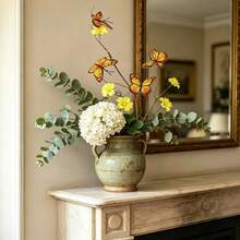 2Pcs Artificial Yellow Butterfly Floral Branches, Table Vase Indoor Balcony Home Decor - Yellow - View 5