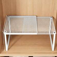 1pc Black/White Iron Expandable Wardrobe Shelf, Cabinet Clothes Divider Rack, Closet Storage Organizer, Suitable For Home, Office, Retail Use - Multicolor - View 9