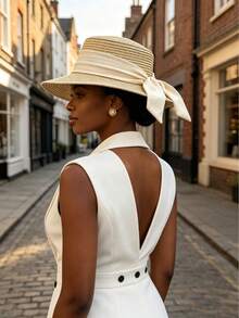 1pc Women's Fashion Summer Beach Sun Protection Straw Hat - Multicolor - View 1
