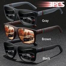 WSZ 3PCS Fashion Stripe Design Unisex Square Vintage Glasses Classic Driving Fishing Traveling Tropical Beach Vacay Vacation For Man Driver's Eyewear - 3PCSF364 - View 13
