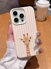 1pc TPU Giraffe Striped Pattern Phone Case, Compatible With Apple 17 Pro Max/17/16 Pro Max/16/15Pro Max/15/13Pro Max/13/12Pro/12/11, Full Coverage Anti-Drop Soft Shell Phone Protective Cover - Beige - View 3
