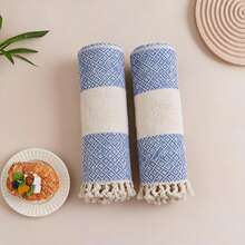 Toalla de cocina 100% algodón 40x100cm 2 piezas - Altamente absorbente, textura suave, estilo elegante HECHO EN TURQUÍA - Azul - Ver 2