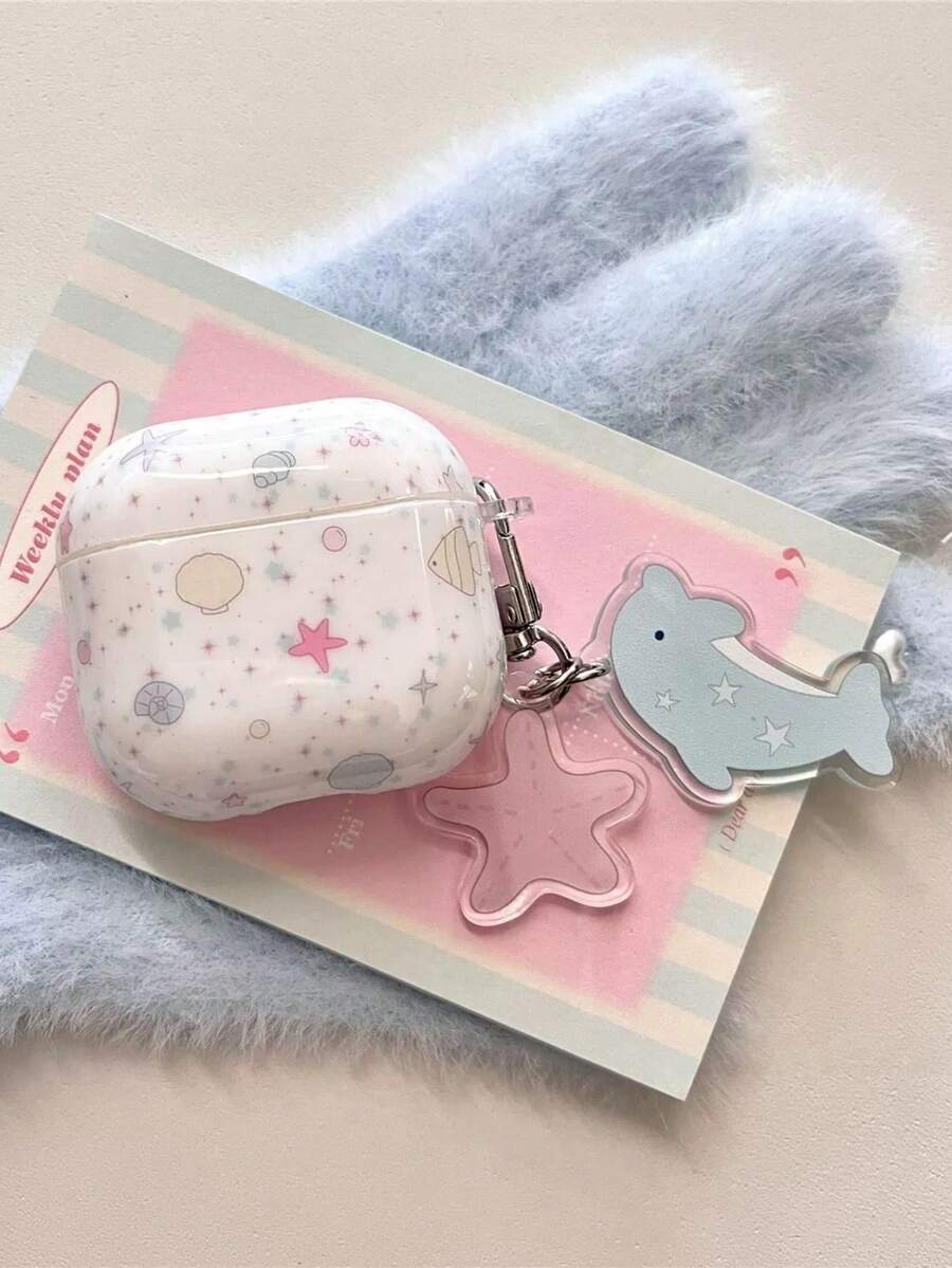 Starfish Shell Design Soft Protective Case Compatible With Apple Pro 2/1/2/3/4 Wireless Bluetooth Earphones, Shockproof Cover, Ocean Summer Style - White - View 1