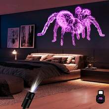 1pc Spider Projection Light USB Powered Spider Web Night Light With Breathing Light, Gothic Style Bedroom Game Room Desk Decor, Halloween Party Decoration - Black - View 12