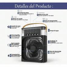 Ventilador de mano, ventilador portátil 3 en 1, aires acondicionados, enfriador eléctrico USB, luz nocturna LED, para maquillaje, viajes, actividades al aire libre. RO70 - Negro - Ver 5