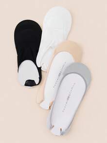 3 Pairs Random Color Women's Solid Color Low Cut Invisible Boat Socks - Multicolor - View 3
