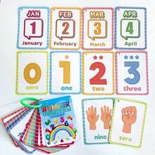 Numbers Connection Flash Cards 36 Pcs Learning Months Of The Year Math Symbols Hand Gestures Teaching Aids For Toddlers Early Education Montessori Materials Back To School - Multicolor - View 6