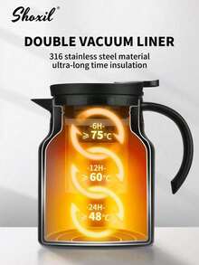 shoxil 3-Piece Stainless Steel Arabic Coffee Pot Set - 1000ml Vacuum Insulated Coffee Pot With 2 Double-Wall Cups, Heat And Cold Resistant, Traditional Gift, Suitable For Home, Office, Hospitality And Other Occasions - Black - View 4