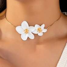 Collar con colgante de flor ajustable - Dorado - Ver 3