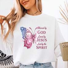 1/2/3件裝蝴蝶與宗教金句熱轉印貼紙，God Bless、Jesus Love、Holy Spirit Guidance，DIY衣物熨燙貼布，適用於T恤、衛衣、牛仔褲、夾克、背包、枕頭及其他服飾與貼布DIY - 多色 - 查看 4